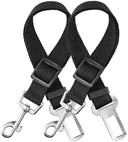 ElloLife 2 Cinturón de Seguridad de Coche para Perros, Arnés del Cinturón de Nylon Ajustable Universal para Trasportar Mascotas 2pcs/Pack Más Duradero【Versión Mejorada】  