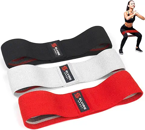 ELVIRE SPORT Bandas Elasticas Musculacion Mujer y Hombre (Set de 3) | Cintas Elasticas Fitness de Tela | Ligas para Ejercicios Gomas Yoga, Pilates, Crossfit, Sentadillas  