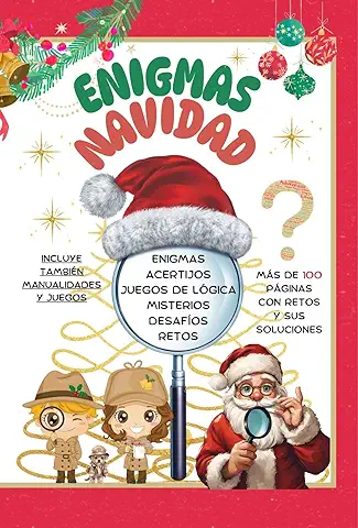 Enigmas Navidad. Acertijos. Juegos de Lógica. Misterios. Desafíos. Retos: Más de 100 Páginas con Retos y sus Soluciones. Incluye También Manualidades y Juegos Navideños. Educativo y Divertido.  