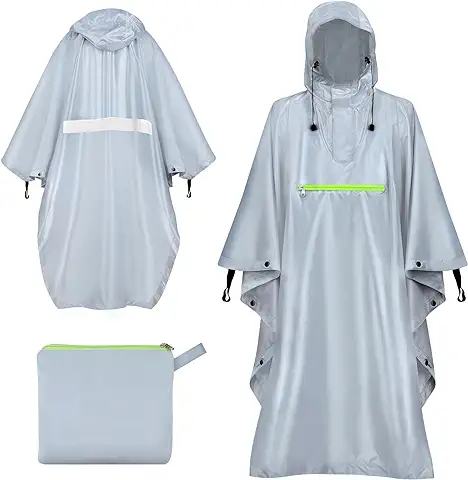 ENONEO Poncho de Lluvia Impermeable Reutilizable Chubasqueros Hombre Ligero Capa de Lluvia Mujer Poncho Plegable Chubasquero Unisex Adulto con Capucha y Mangas para Viajes Excursionismo  