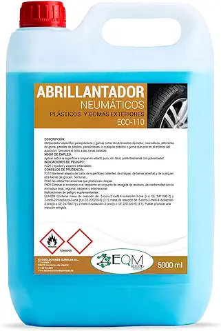 EQM SOLUCIONES QUIMICAS | ECO-110 | 5 L | Abrillantador de Neumáticos y Plásticos Exteriores | Hidrata y Restaura | Recupera el Brillo de los Neumáticos  