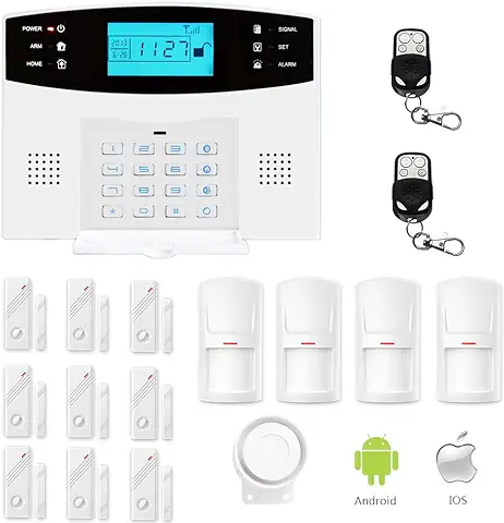 Eray Wireless Home Seguridad Sistemas GSM Sistema de Alarma, Apoyo IOS/Android App, Auto Dial, SMS, de Comunicación de y Inglés Voz, Pilas Incluidas, Blanco  