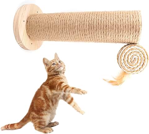 Escalones de Pared para Gatos Sisal Rascador Muebles de Postes Montados en la Pared Rascar Tablero para Estante Estante para Escalera Poste Interior Garras Molienda Juguete  