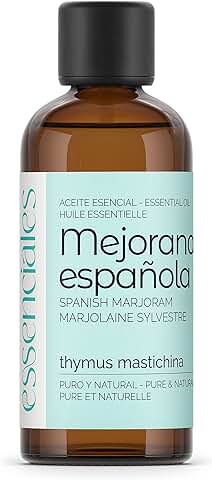 Esenciales - Aceite Esencial de Mejorana Española BIO, ECOLÓGICO, 100% Puro y Certificado, 100 ml | Aceite Esencial Thymus Mastichina  