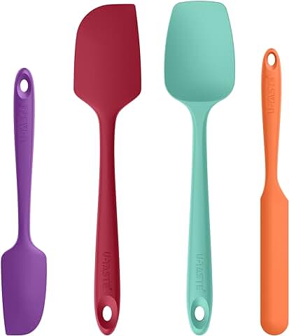 Espatulas Silicona Cocina Reposteria Lengua: U-Taste 315℃ Resistente al Calor Utensilios de Espátula para Cocinar y Hornear, Juego de 4 Paletas Cocina Antiadherentes Flexibles sin BPA, Multicolor  