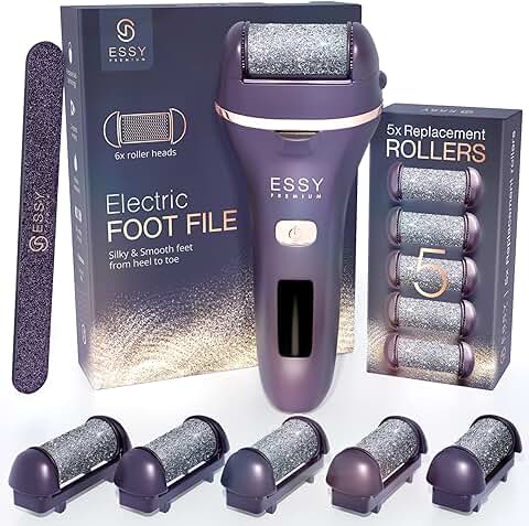 Essy Lima Eléctrica Quita Durezas para Pies Exfoliante Callos Pedicura Lima Recargable Profesional Pulidor de Callos Cuidado Talon con 5 Rodillos de Recambio  