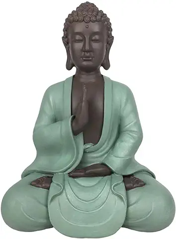 Estatua Bodhi Zen – Decoración Zen y Feng Shui – para Crear un Ambiente Relajante y Espiritual – Idea de Regalo Boudha – Altura: 20 cm – Color: Verde y Marrón – Zen'Light  