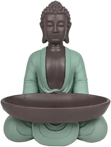 Estatuilla Vacía de Bolsillo Boudha – Decoración Zen y Feng Shui – para Crear un Ambiente Relajante y Espiritual – Idea de Regalo de la Suerte – Altura: 20 cm – Color: Verde y Marrón – Zen'Light  