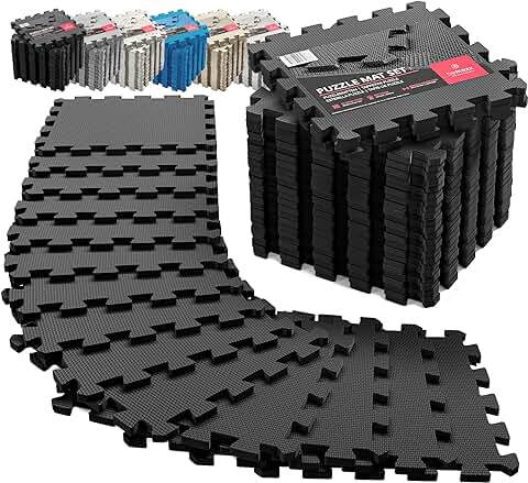 Esterilla Fitness Puzzle para Suelos de Gimnasio | Set de Protección Goma Espuma Losas Caucho para Máquinas de Deporte, Alfombrilla Protector Expandible Tatami Tapiz Alfombra Colchonetas Pesas Gym  