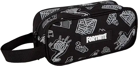 Estuche Gamer Case Fortnite Dark Black con Dibujo Reflectante y Asa Lateral - Portatodo con 1 Compartimento - Interior Forrado y Cierre de Cremallera - 11 × 24 × 10 cm - Toybags  