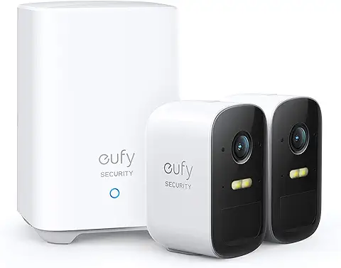 Eufy Security EufyCam 2C, Camara Vigilancia WiFi Exterior, Camara de Vigilancia Exterior,180 Días de Duración de la Batería, HD 1080p, Nessun Costo Mensile, Conjunto de Dos Cámaras  