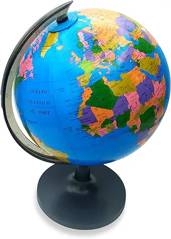 EUROXANTY Globo Terráqueo | Globo Mapa Mundi | Mapa en Castellano | Giratorio | Estudiar Geografía | Decoración para Escritorio | Diámetro 18 cm  