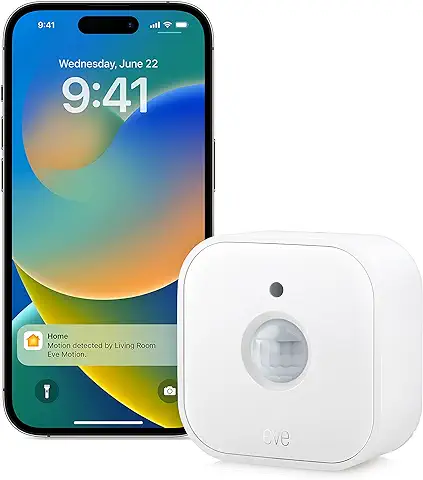 Eve Motion (Matter) - Sensor de Movimiento y luz, para Interiores y Exteriores, Preparado para el Futuro con Matter y Thread, Compatible con Apple HomeKit, Alexa, Google Home, SmartThings  