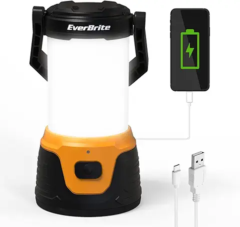 EverBrite Linterna de Camping, Farol LED Ultrabrillante Portátil, Luz de Camping Recargable, Lámpara de Camping de 1000 Lúmenes y 5 Modos, con Cable USB-C, Linterna Electrónica para Exteriores  