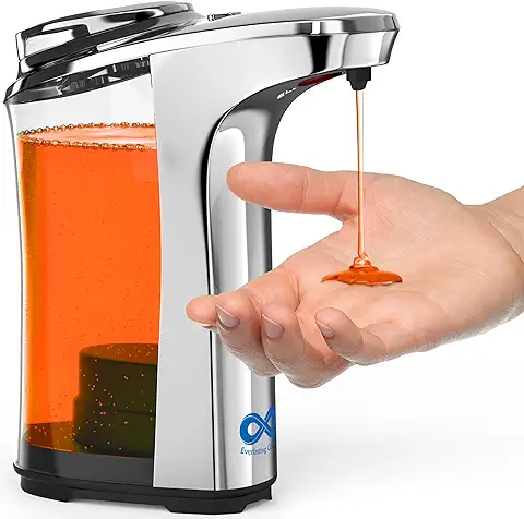 Everlasting Comfort Automatic Liquid Soap Dispenser, 17oz - Wash Your Hands 1400 Times on a Single Fill - Electric, Touchless Sensor, Hands Free for Bathroom, Kitchen Sink, Countertop or Dish Soap  