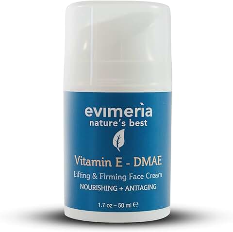 Evimerìa Vitamina E + DMAE Crema Fuerte Antiarrugas y Antiedad con Efecto Shock para Rostro y Cuello 50 ml. Made in Italy.  