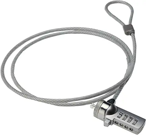 Ewent Cable de Seguridad con Cerradura de Combinación, Cable de Seguridad para Ordenadores Portátiles, PCs, Proyectores, Cable de Seguridad de Combinación de Acero Durable, 1,5 Metros de Cable Largo  