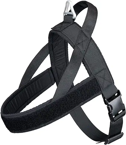 EXCELLENT ELITE SPANKER Arnés para Perros sin Tirón Arnés para Perros Acolchado Arnés para Perros Pequeño de Nylon Ajustable Arnés para Perros para Caminar para Entrenamiento Correr(BLK-L)  