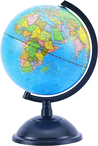 Exerz 20cm Globo Terráqueo - Mapa Español - Educativo Globo Girable Decoración de Escritorio - Mapa Político Geográfica/Moderna - Diámetro 20cm  