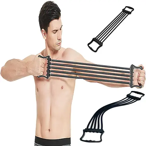 Expansor de Pecho Ajustable, Expansor de Pecho de 5 Tubos,Extensor para Musculació, Extensor Entrenamiento Pectoral, para La Musculatura del Pecho, Brazos, Hombros  