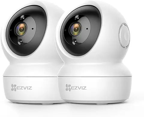 EZVIZ Kit de 2 Cámaras Vigilancia WiFi Interior 360º, C6N Camara Vigilancia Bebe 1080P, Visión Nocturna, Audio Bidireccional, Detección de Movimiento, Control Remoto  