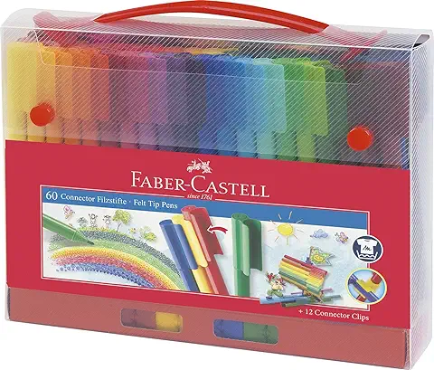 Faber-Castell 155560 - Maletín con 60 Rotuladores, Multicolor  