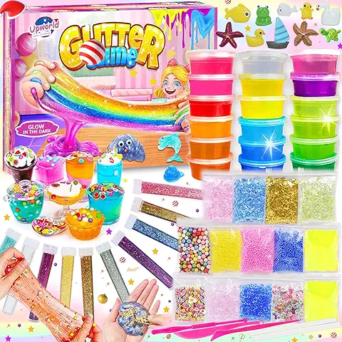 Fabrica de Slime para Niños 5+Años, kit con 18 Colores, Resplandor en Oscuro, Polvo de Brillo y Más para Los Amantes del Unicornio Juguete DIY  