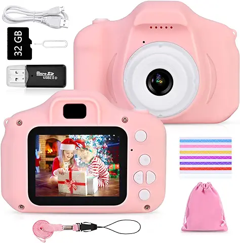 Faburo Cámara de Fotos para Niños Juguete, Niños Cámara Digital con Tarjeta de Memoria Micro SD 32GB Cámara Digital Video Cámara Regalos de Cumpleaños 3 a 12 Años Niños y Niñas  