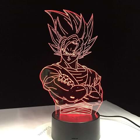 FACETO Wind para Niños Dragon Ball Z Super Saiyan Vegeta LED Lámpara de luz Super son Goku mesa LED Lámpara de Escritorio con Touch Remote 3d led Bombilla  