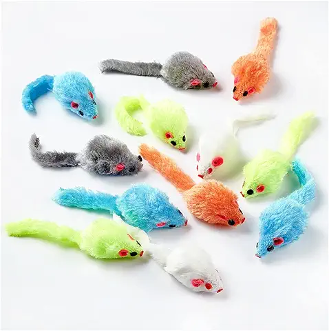 FadyDail Juguetes para Gato y Ratón 12PCS, 5 ColoresMúltiples Juguetes Interactivos para GatoPaquete MixtoJuguetes de Peluche para Gato y Ratón para Interior y Exterior  