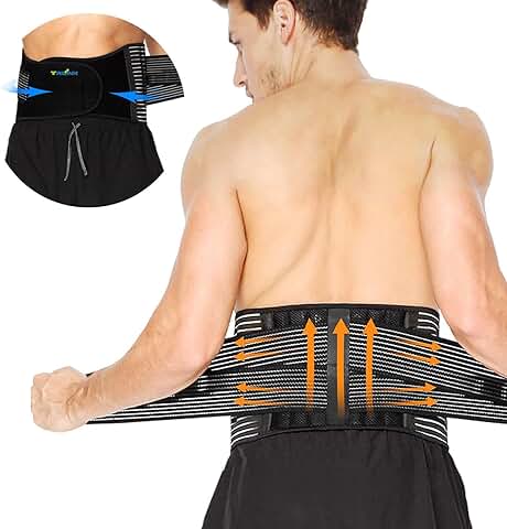 Faja Lumbar para Hombre y Mujer, para Aliviar el Dolor de la Parte Baja de la Espalda - Cinturon Lumbar con Resortes de Refuerzo y Correas Dobles de Ajuste (M - 71 a 96cm)  