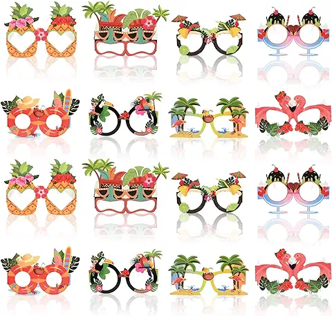 Falafoty 16 Pcs Hawai Fiesta Gafas de Sol Juego de Gafas de Fiesta Tropical Hawaianas para Accesorios de Fiesta de Verano Decoraciones Temáticas de Piscina de Playa Gafas Divertidas Adultos Niños  