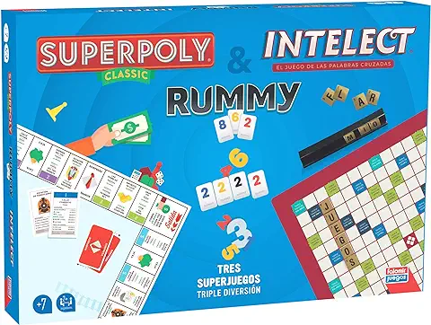 Falomir- Letras Superpoly + Intelect + Rummy. Juego de Mesa. Clásicos, Multicolor (31061)  