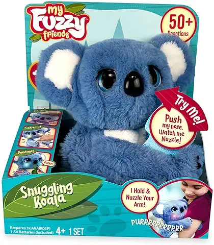 Famosa- My Fuzzy Friends, Peluche de Koala Interactivo con más de 50 Reacciones, Incluye Biberón y mide 26 cm de alto (700016893)  