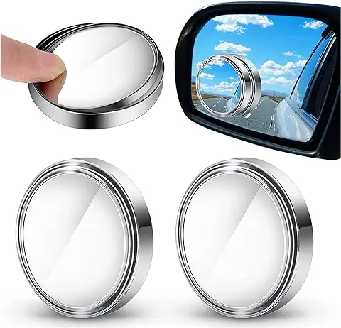 FANNAS 2 Piezas Retrovisores de Ángulo Muerto,Plata 360 ° Espejos para Puntos Ciegos,Retrovisor Coche,Gadgets Coche Mejorar la Seguridad de Conducción,Apto Para Coche,Suv,Camión,Universal  