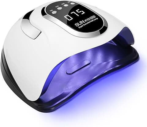 FAOKZE Lámpara Secador de Uñas 180W, 66 LEDS/UV Gel Esmalte de Uñas Curado Luz Máquina,4 Modos de Tiempo 10/30/60/99s y Pantalla LED Para Manicura/Pedicure Nail Art en el Hogar y el Salón  