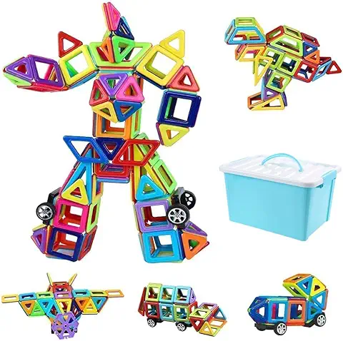 FBDSUFH 60 Piezas Juego Creativo Educativo, Construcciones Magneticas Niños, 3D Bloques de Construcción Magnéticos, para Estimular la Imaginación Niños y Niñas  