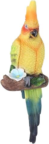 Fdit Estatuas de Jardín de Animales de Pájaro Estatuilla de Resina Escultura en Forma de Parrort Simulada Escena de Césped Decoración Escultura Divertida Adornos para Patio Casa de Césped  
