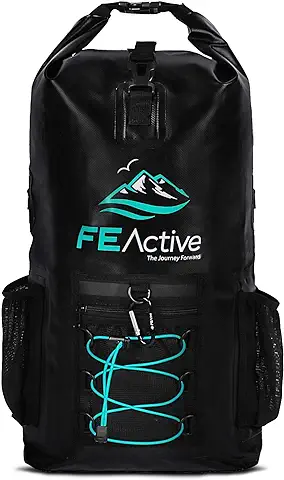 FE Active Mochila Impermeable Dry Bag - de Senderismo Eco 20L Bolsa de Viaje, de Playa, Kayak, Navegación, Estanca para Acampar y Equipo de Pesca | Diseñada en California  