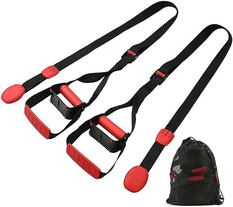 Feishibang Bodyweight Entrenamiento en Suspensión El Kit de Entrenamiento Físico Incluye Manijas de Empuje Hacia Arriba, Correas para el Punto de Anclaje de la Puerta para una Altura Ajustable V2  