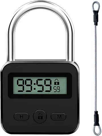 FENYW Smart Time Lock, Bloqueo de Tiempo Inteligente, Candado De Seguridad, con Pantalla LCD, Recargable USB para Prevenir Malos Hábitos  