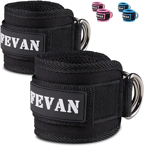 FEVAN 2 Tobilleras Poleas Gym - Tobillera para Polea Acolchada de Velcro - Accesorios Gym Unisex  