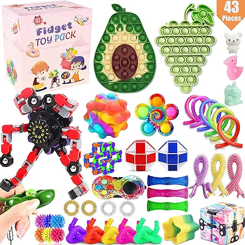 Fidget Toy Pack 43Piezas, Fidget Juguetes Antiestrés Barato para Niños y Adultos，Juguetes Alivia Estrés y la Ansiedad,Juguetes Sensoriales para Niños Adultos Fiesta Cumpleaños  