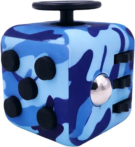 FIDGETARIAN Cubo Antiestres Niños Adultos - Fidget Toy Anti Estrés - Juguetes Antiestres con 6 Módulos Relajantes - Figet Toys Juguetes para Adultos Adolescentes y Niños - Azul Camuflaje  