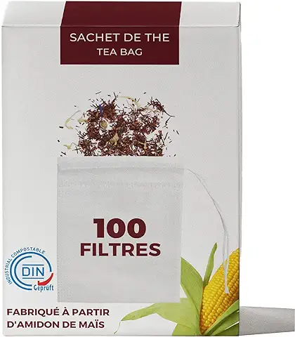 Filtros de té | Bolsa de té Vacía de Almidón de Maíz para Teana, Infusión, Plantas y Especias, Biodegradable… (300pcs)  