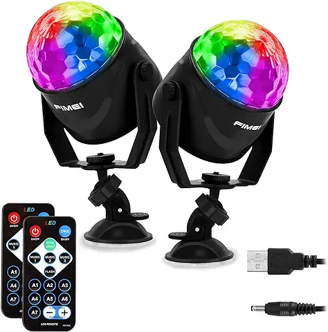 FIMEI Luces Discoteca 2 PCS, Bola Discoteca con 2M Cable USB, Activadas por Sonido con Control Remoto Bola de Discoteca 7 Colores RGB para KTV Navidad Fiesta Boda Discoteca DJ  