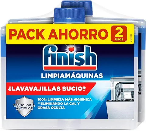 Finish Limpiamáquinas, Limpia Lavavajillas Contra el Mal Olor, la Cal y la Grasa del Lavaplatos, Limpiador Lavavajillas, 2 Unidades  