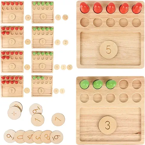 Fiotha Juguetes Matemáticos Montessori, Juguetes de Madera Juegos Matematicos, Montessori Juguetes de Madera Sumas y Restas Hasta 20, Juegos Educativos Regalo Niña Niño 3 4 5 6 Años  