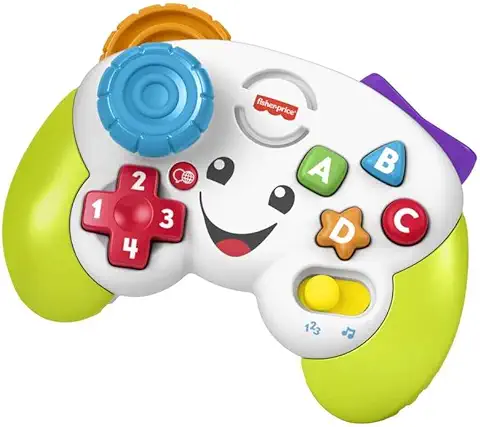 Fisher-Price Ríe y Aprende Mi Primer Mando de Consola, Juguete de Aprendizaje con Luces y Sonidos para Bebé +6 Meses, Versión Español + Portugués + Italiano + Inglés (HHX11)  