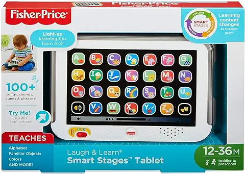 Fisher-Price - Tableta Laugh and Learn, Tableta con Tecnología Smart Stages y tres Niveles de Juego, Muchas Canciones, Juguete para Niños, Mayores de 12 Meses, CDG33 - Idioma Inglés  